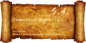 Ivancsics Andor névjegykártya